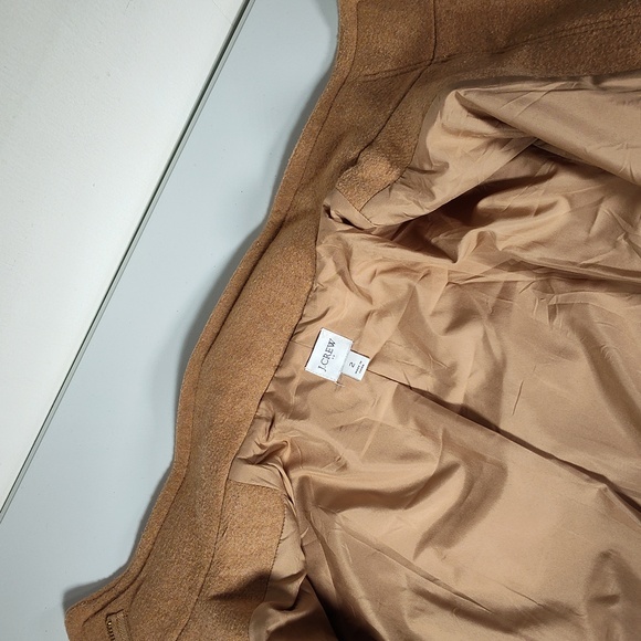 J. Crew City Coat Wool High Collar Long Winter Coat Tan Brown 2 - Picture 13 of 16